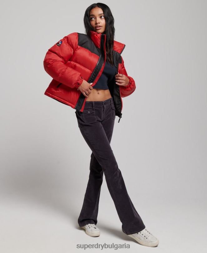 Superdry облекло N00H5524 червен Жени спортно кодово яке с пуф