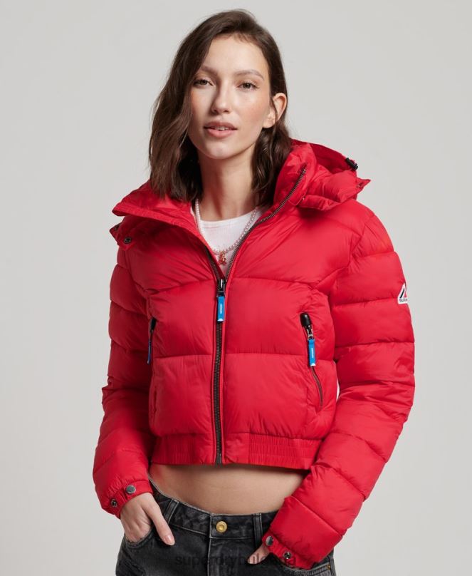 Superdry облекло N00H5525 червен Жени съкратено яке с качулка fuji