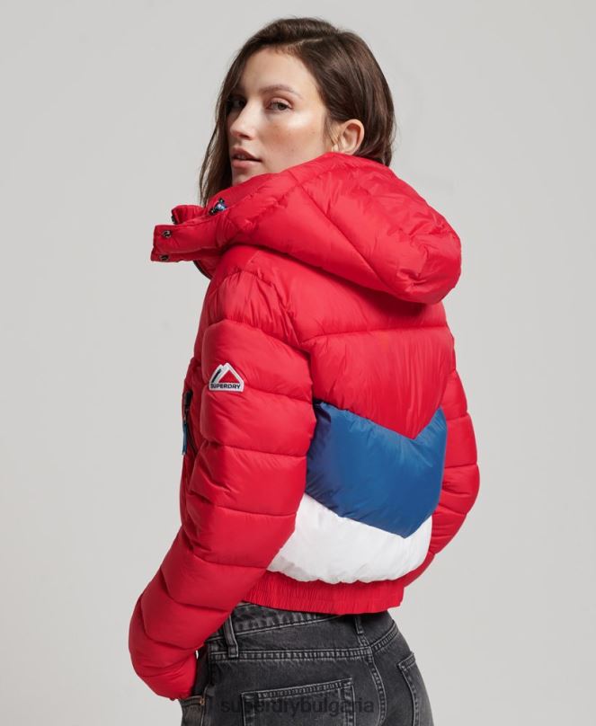 Superdry облекло N00H5525 червен Жени съкратено яке с качулка fuji