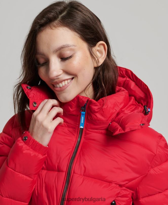 Superdry облекло N00H5525 червен Жени съкратено яке с качулка fuji