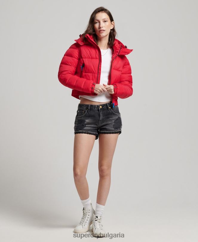 Superdry облекло N00H5525 червен Жени съкратено яке с качулка fuji
