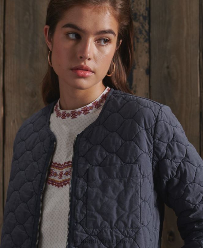 Superdry облекло N00H5529 военноморски флот Жени лимитирано издание на яке със суха подплата