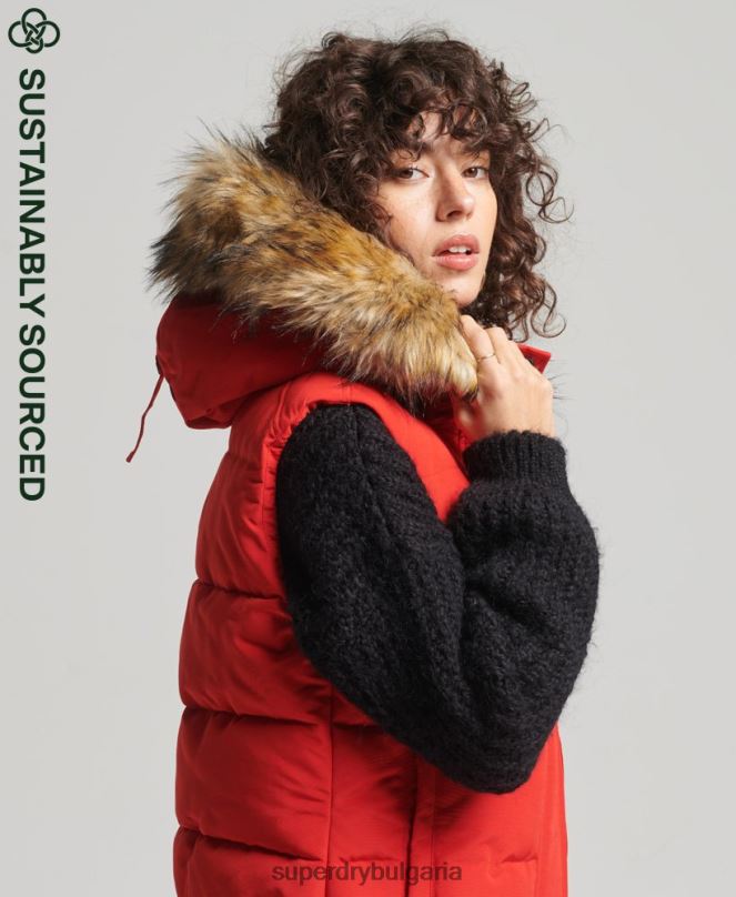 Superdry облекло N00H5534 червен Жени ела жилет