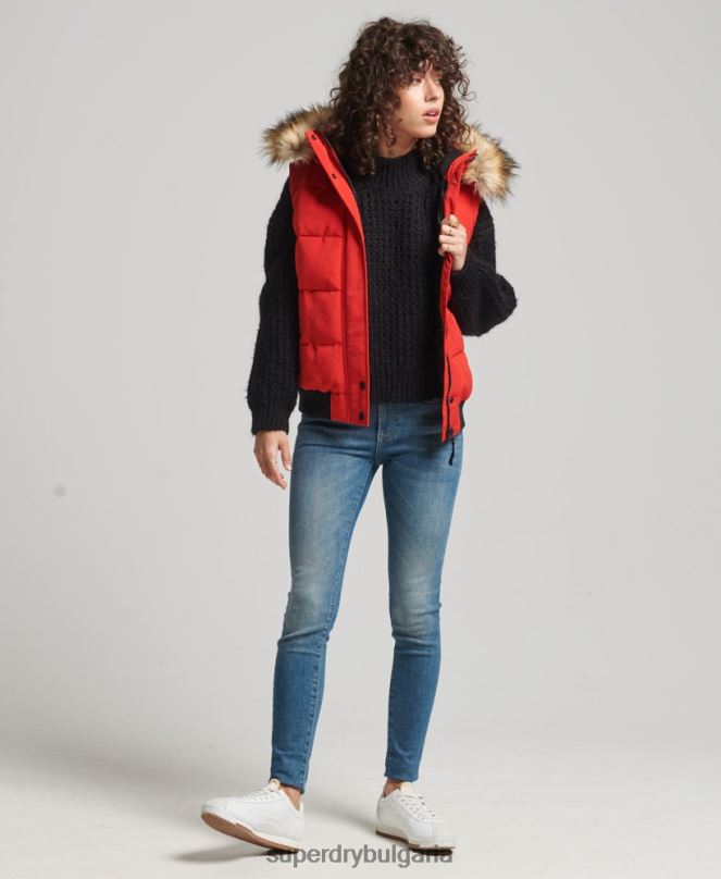 Superdry облекло N00H5534 червен Жени ела жилет