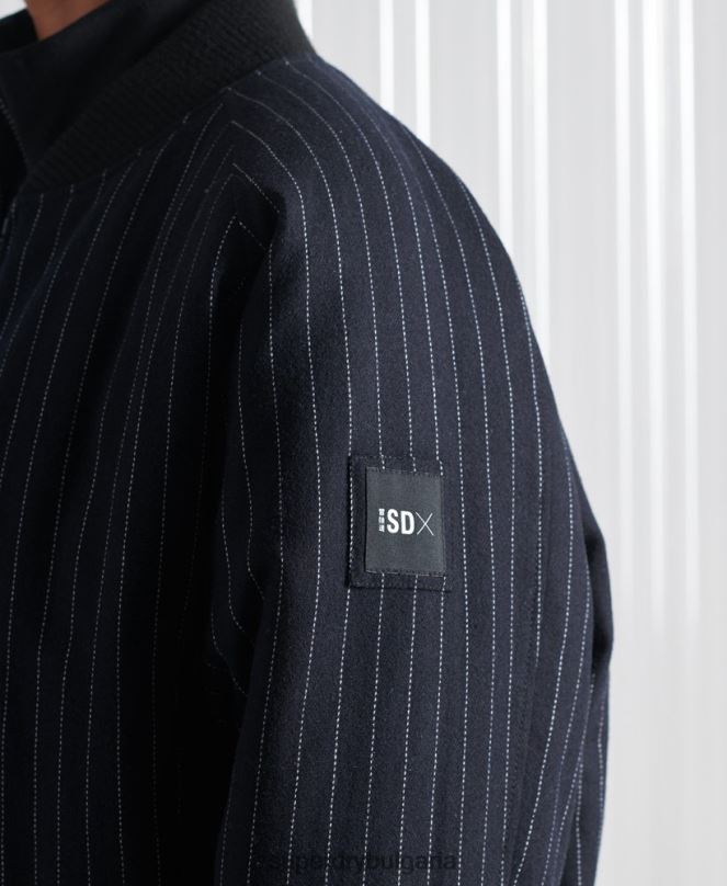 Superdry облекло N00H5536 военноморски флот Жени ограничено издание sdx яке на ивици бомбър