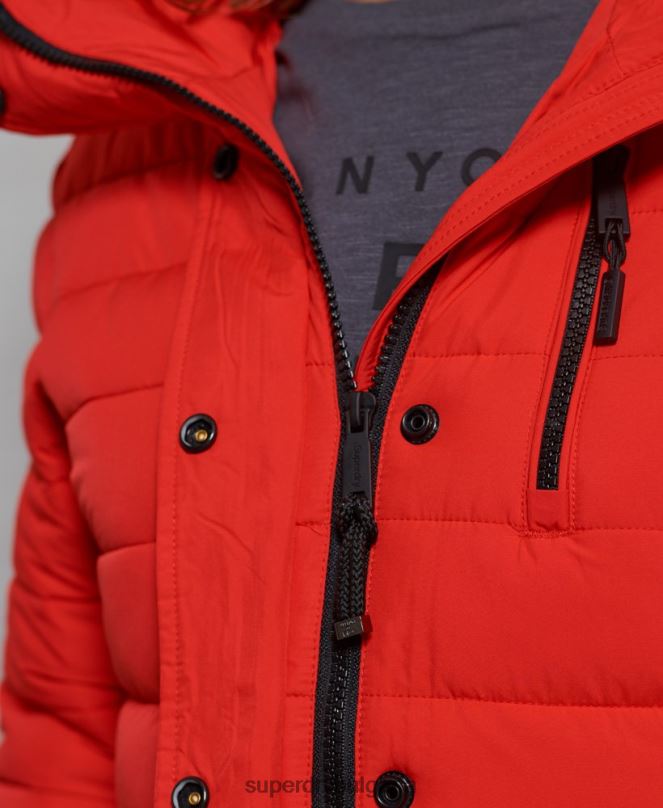 Superdry облекло N00H5542 червен Жени класическо фуджи яке от изкуствена кожа