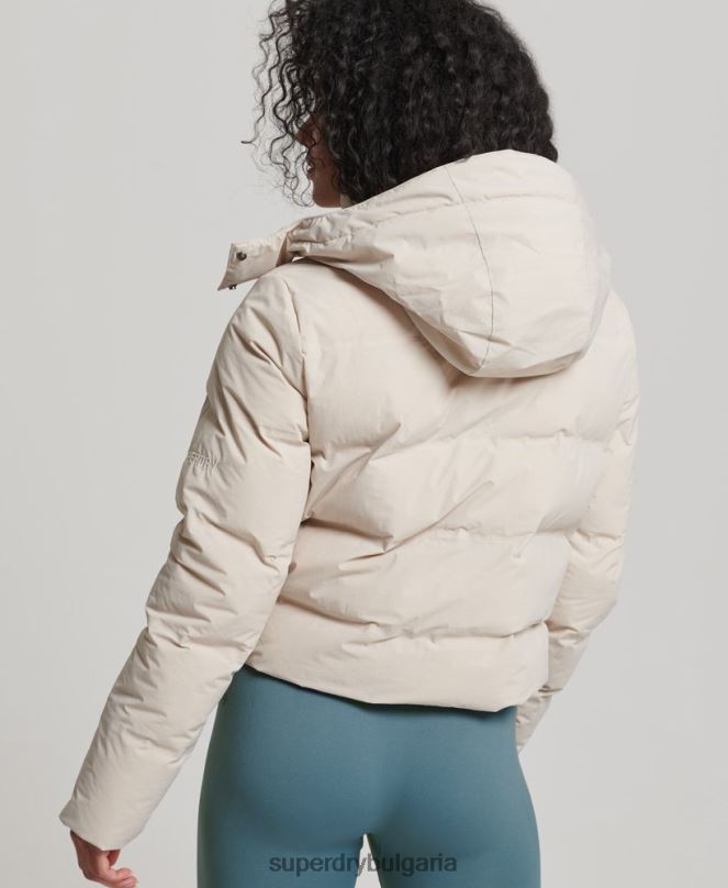 Superdry облекло N00H5548 бежово Жени пухено яке с влак