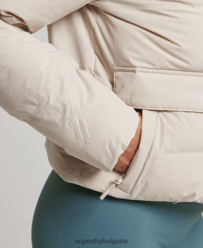 Superdry облекло N00H5548 бежово Жени пухено яке с влак