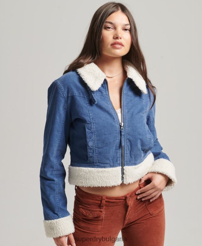 Superdry облекло N00H5557 син Жени инди яке с подплата borg