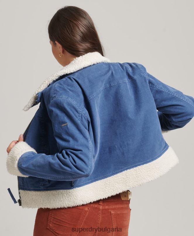 Superdry облекло N00H5557 син Жени инди яке с подплата borg