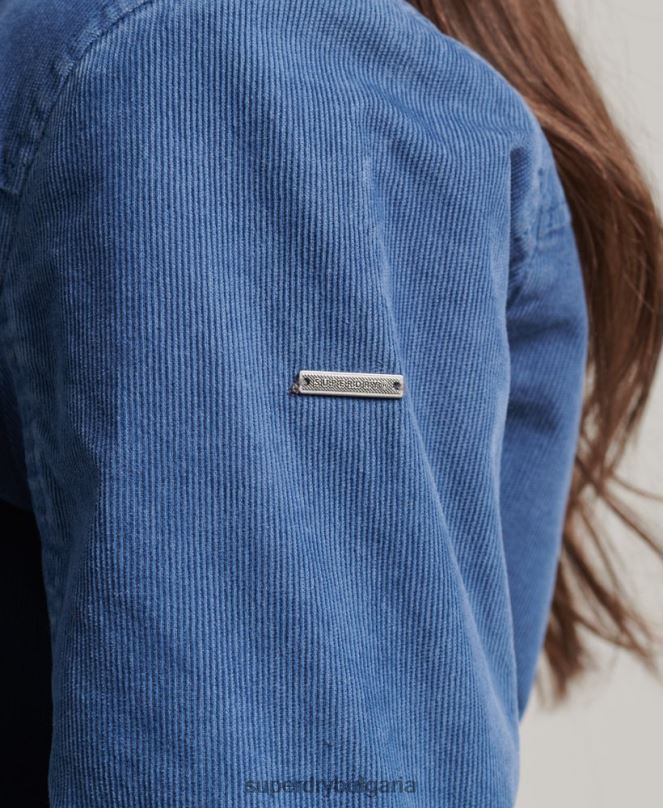 Superdry облекло N00H5557 син Жени инди яке с подплата borg