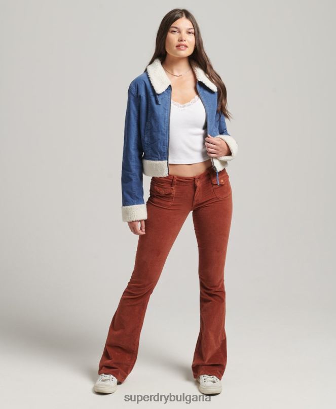 Superdry облекло N00H5557 син Жени инди яке с подплата borg