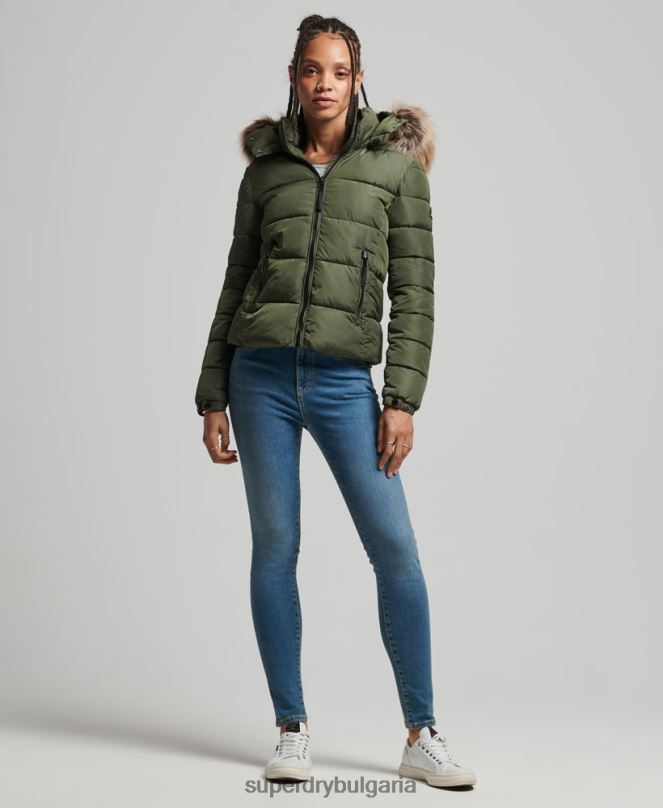Superdry облекло N00H5558 каки Жени луксозно яке fuji с планинска качулка