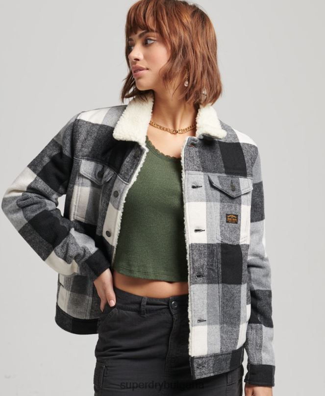 Superdry облекло N00H5564 черен Жени голямо вълнено яке шерпа за шофьор на камион