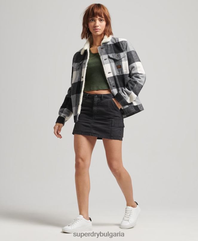 Superdry облекло N00H5564 черен Жени голямо вълнено яке шерпа за шофьор на камион