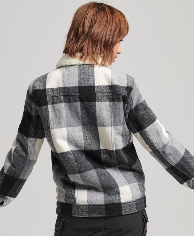 Superdry облекло N00H5564 черен Жени голямо вълнено яке шерпа за шофьор на камион