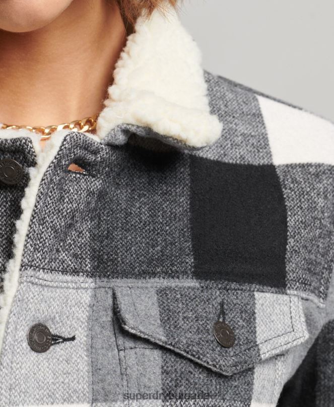 Superdry облекло N00H5564 черен Жени голямо вълнено яке шерпа за шофьор на камион