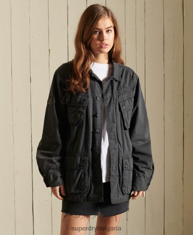 Superdry облекло N00H5567 тъмно сив Жени голямо бойно яке