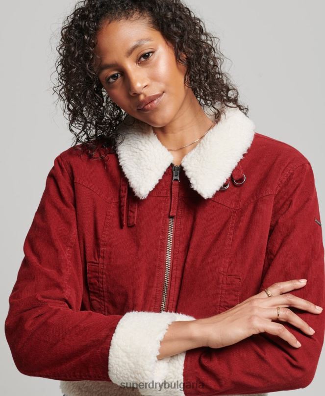 Superdry облекло N00H5572 червен Жени инди яке с подплата borg