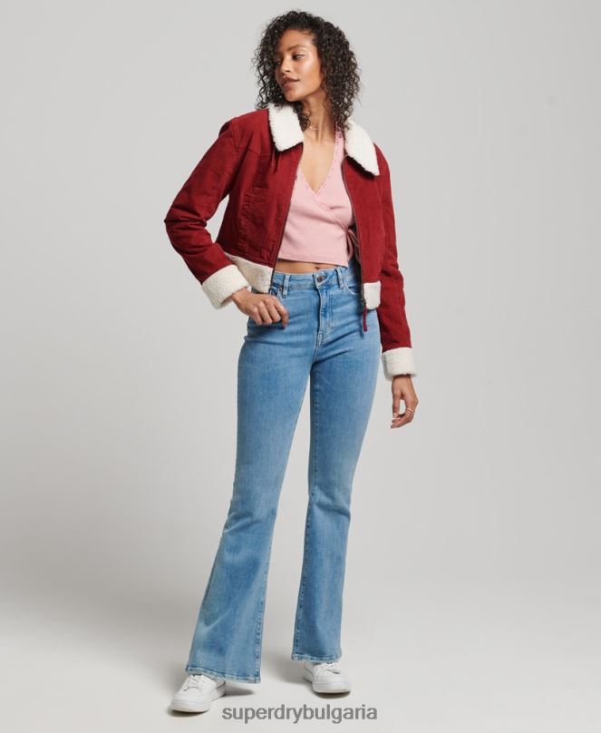 Superdry облекло N00H5572 червен Жени инди яке с подплата borg