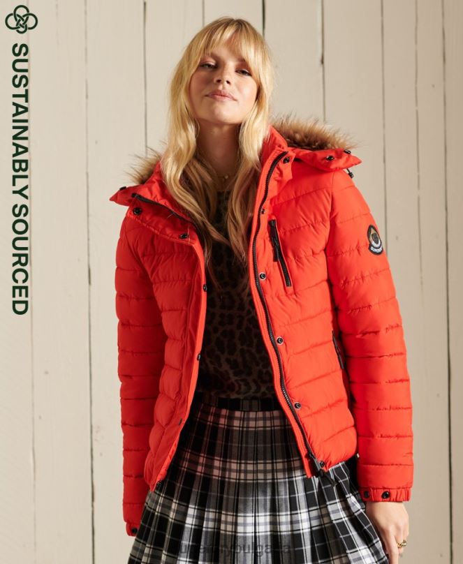 Superdry облекло N00H5577 червен Жени класическо фуджи яке от изкуствена кожа