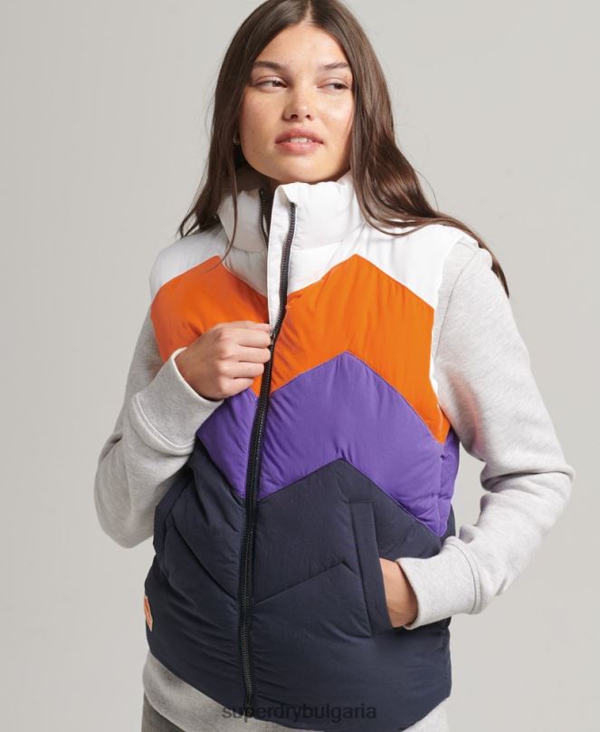 Superdry облекло N00H5578 военноморски флот Жени ретро панделка пухена жилетка