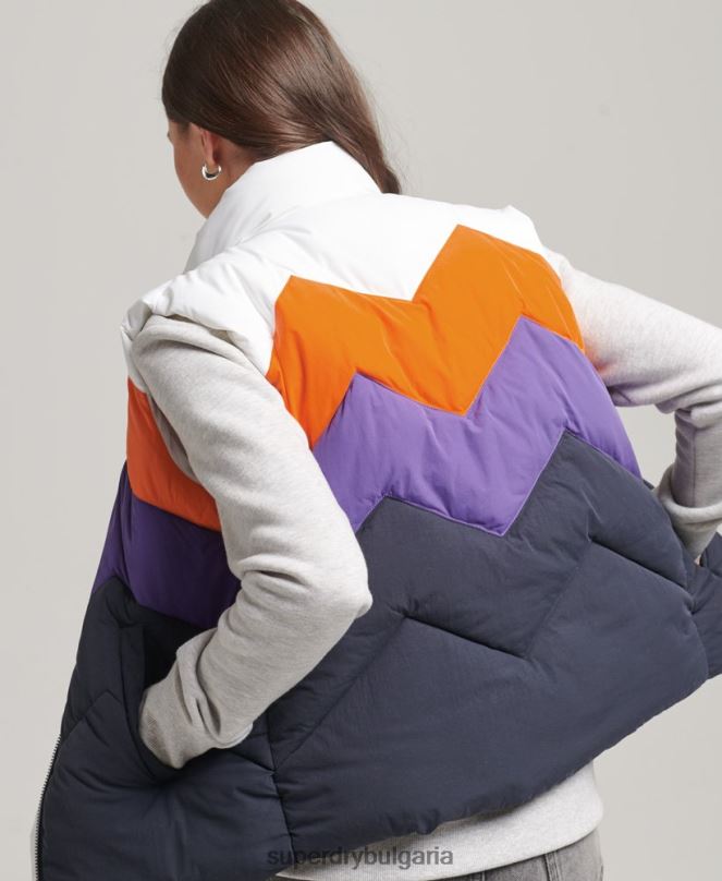 Superdry облекло N00H5578 военноморски флот Жени ретро панделка пухена жилетка