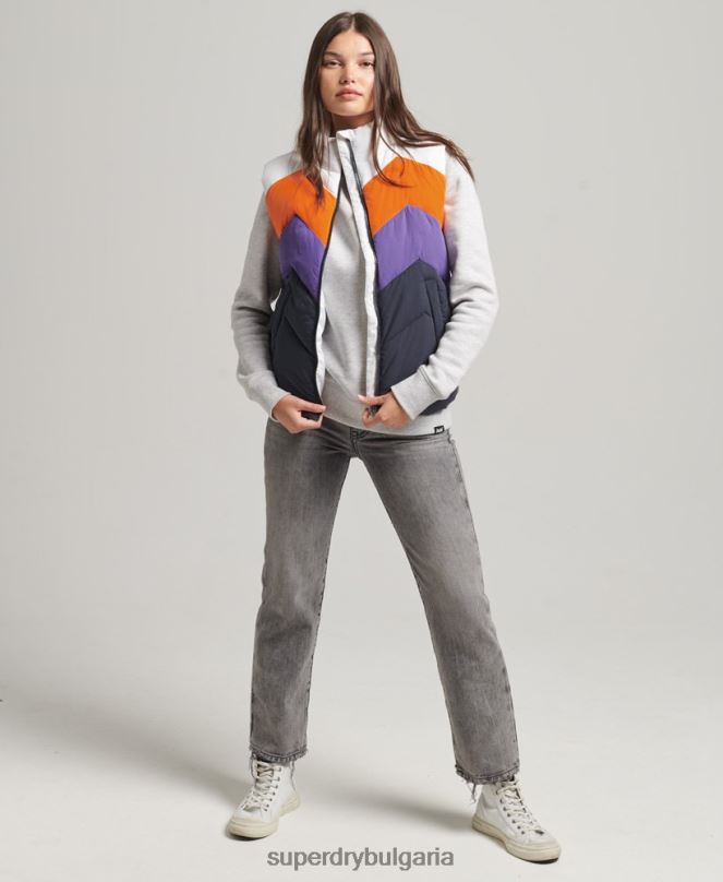Superdry облекло N00H5578 военноморски флот Жени ретро панделка пухена жилетка