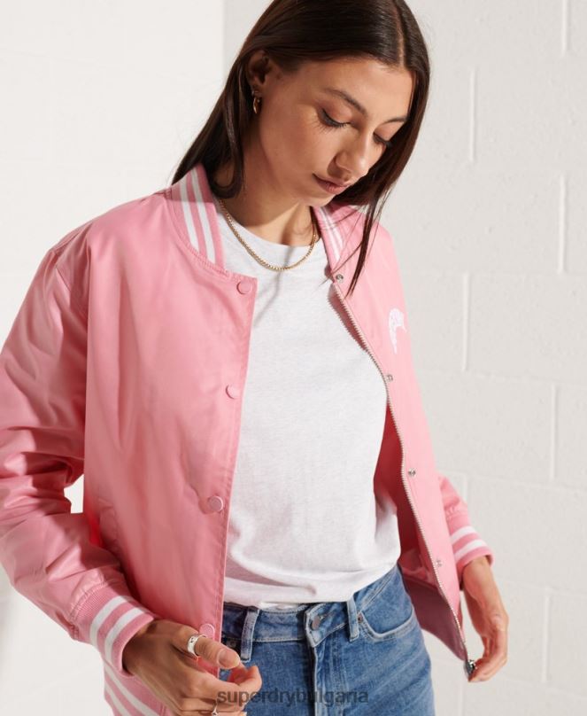 Superdry облекло N00H5582 розово Жени класическо университетско бейзболно яке