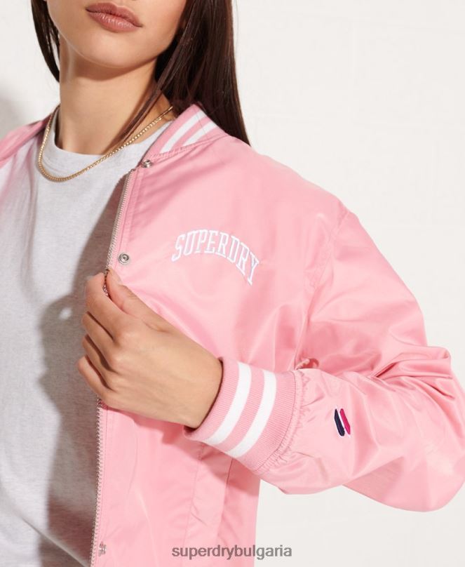 Superdry облекло N00H5582 розово Жени класическо университетско бейзболно яке