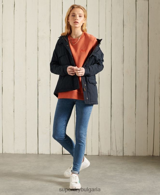 Superdry облекло N00H5583 военноморски флот Жени класическо яке за новобранец борг