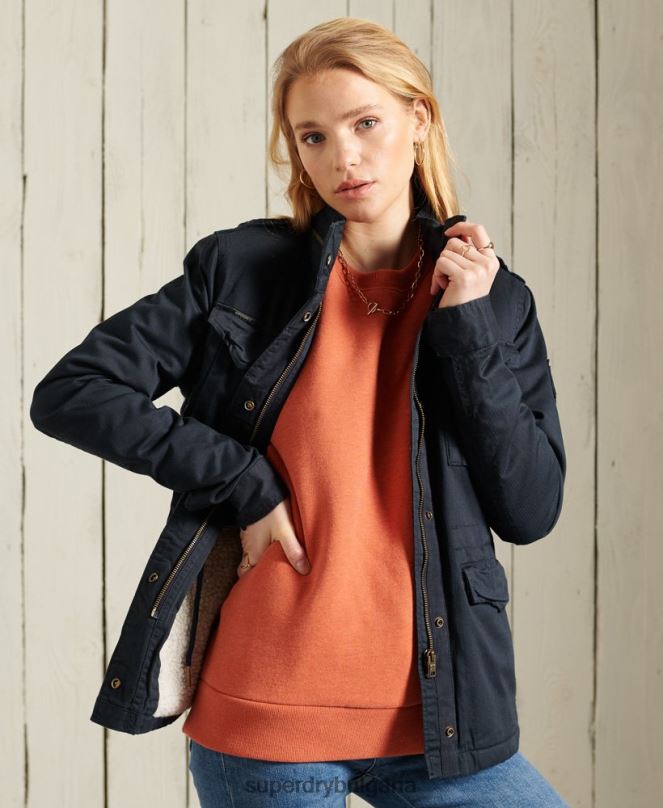 Superdry облекло N00H5583 военноморски флот Жени класическо яке за новобранец борг