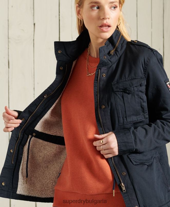 Superdry облекло N00H5583 военноморски флот Жени класическо яке за новобранец борг