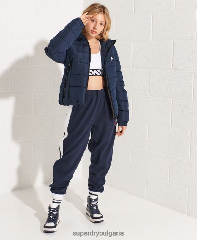 Superdry облекло N00H5586 военноморски флот Жени код лого лента духове пухено яке
