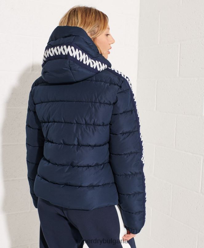 Superdry облекло N00H5586 военноморски флот Жени код лого лента духове пухено яке