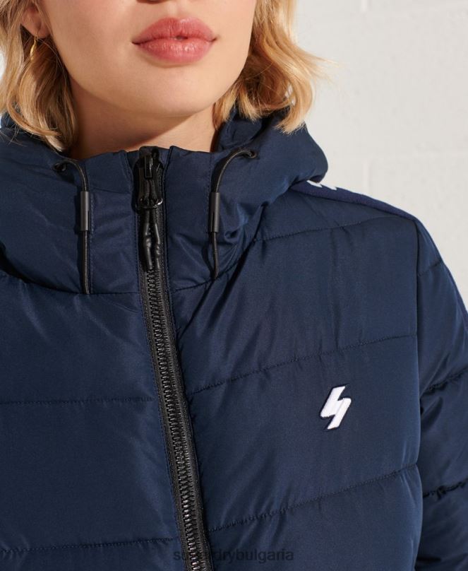 Superdry облекло N00H5586 военноморски флот Жени код лого лента духове пухено яке