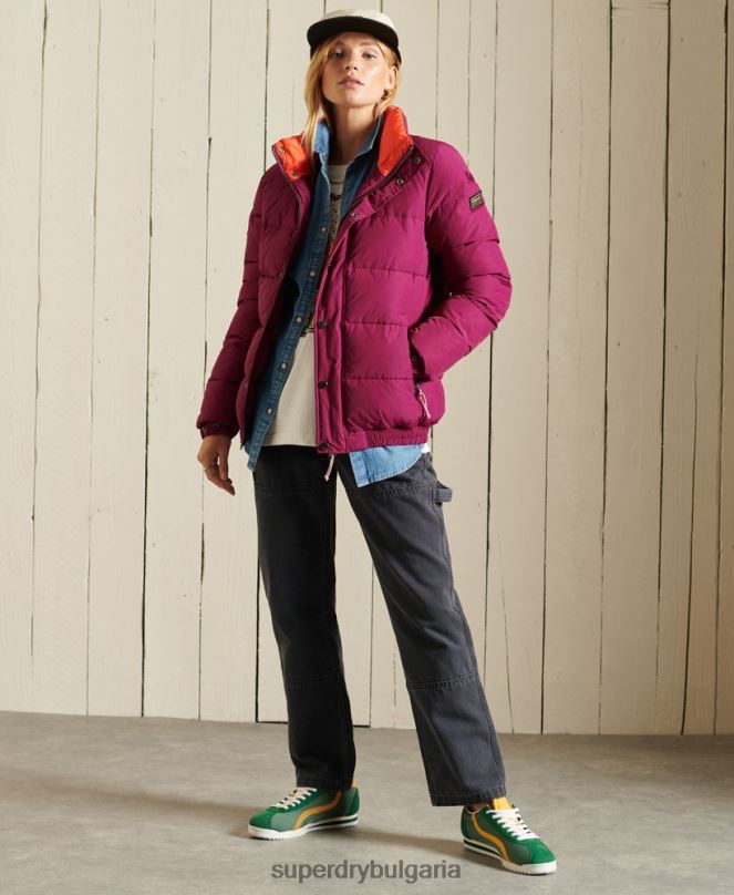 Superdry облекло N00H5587 лилаво Жени източник ретро пухено яке