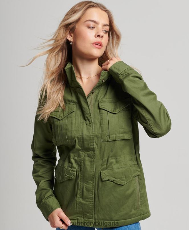 Superdry облекло N00H5588 зелено Жени класическо яке за новобранец борг