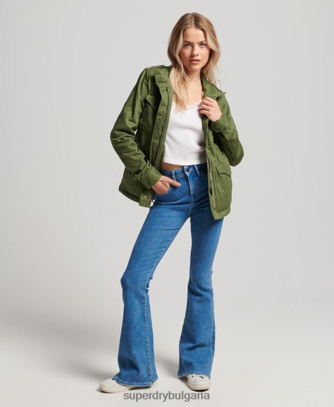 Superdry облекло N00H5588 зелено Жени класическо яке за новобранец борг