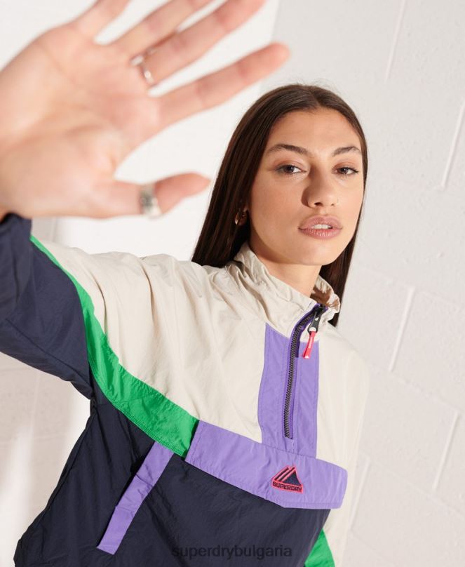 Superdry облекло N00H5592 военноморски флот Жени горно яке с цветни блокове
