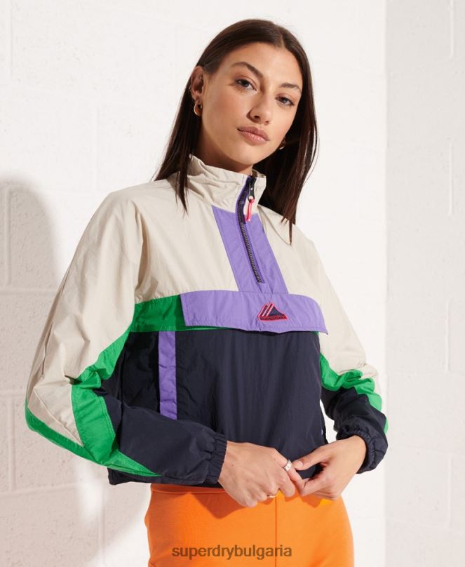 Superdry облекло N00H5592 военноморски флот Жени горно яке с цветни блокове