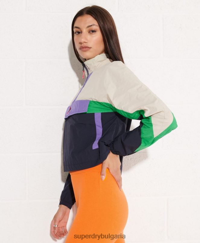Superdry облекло N00H5592 военноморски флот Жени горно яке с цветни блокове