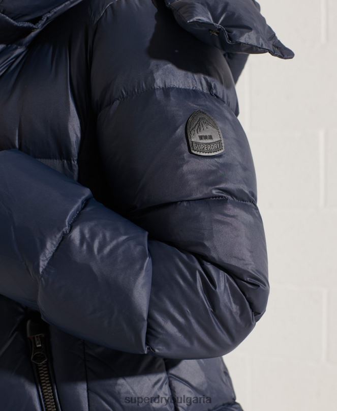 Superdry облекло N00H5598 военноморски флот Жени планинско пухено яке с качулка