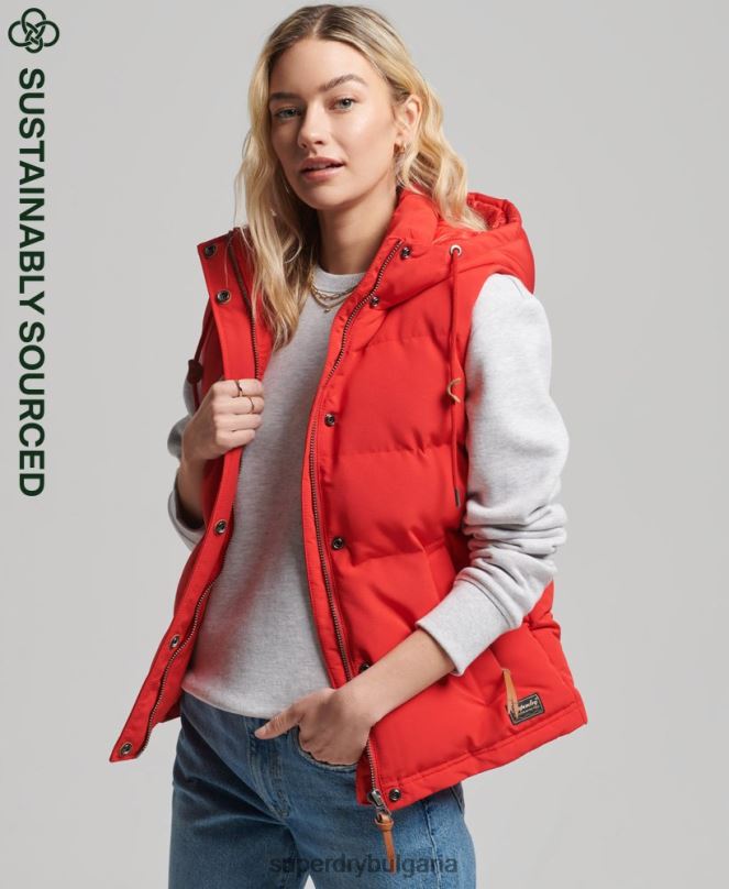 Superdry облекло N00H5600 червен Жени жилетка с качулка Everest