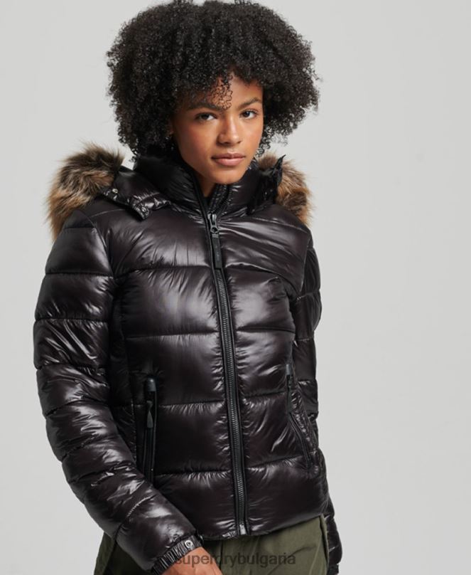 Superdry облекло N00H5610 черен Жени яке с качулка Mountain Fuji