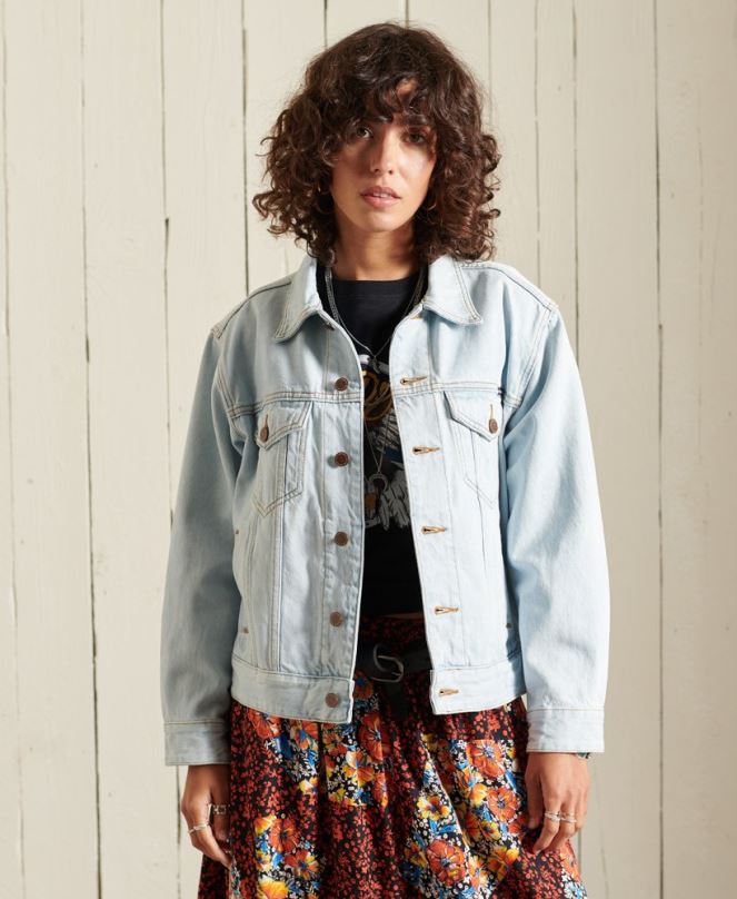Superdry облекло N00H5615 светло синьо Жени гадже яке на шофьор на камион