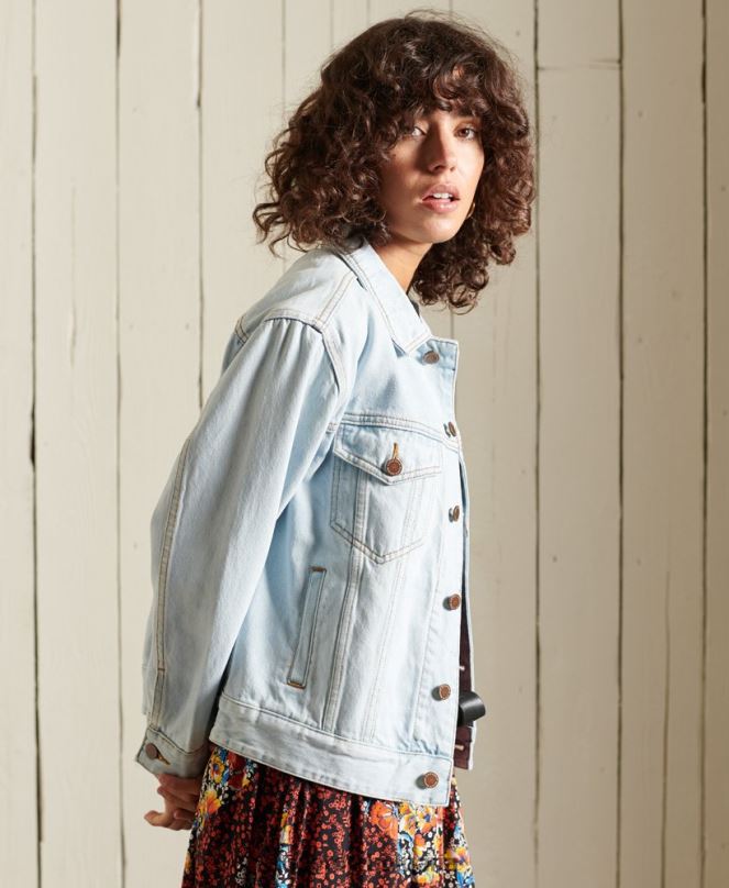 Superdry облекло N00H5615 светло синьо Жени гадже яке на шофьор на камион