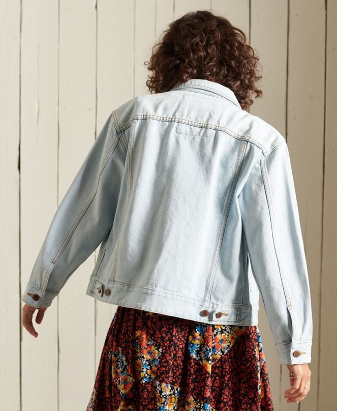 Superdry облекло N00H5615 светло синьо Жени гадже яке на шофьор на камион