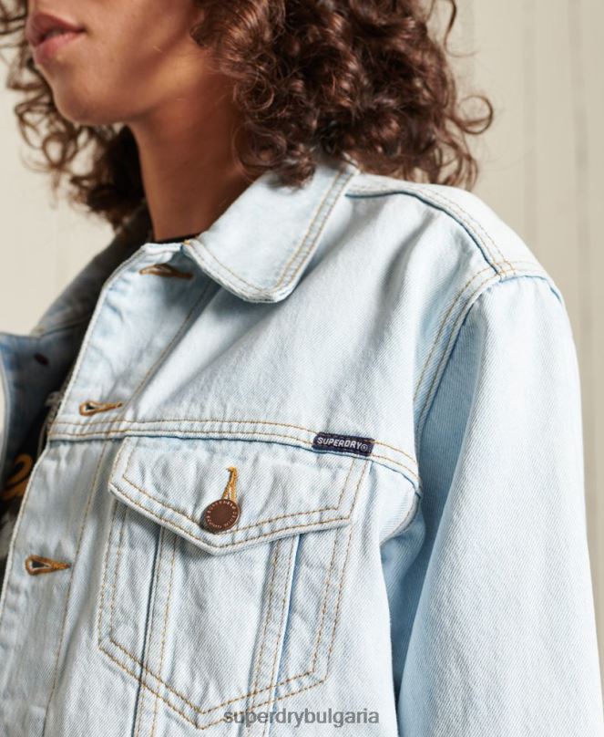 Superdry облекло N00H5615 светло синьо Жени гадже яке на шофьор на камион