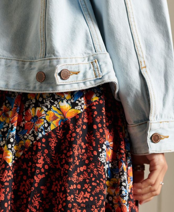 Superdry облекло N00H5615 светло синьо Жени гадже яке на шофьор на камион